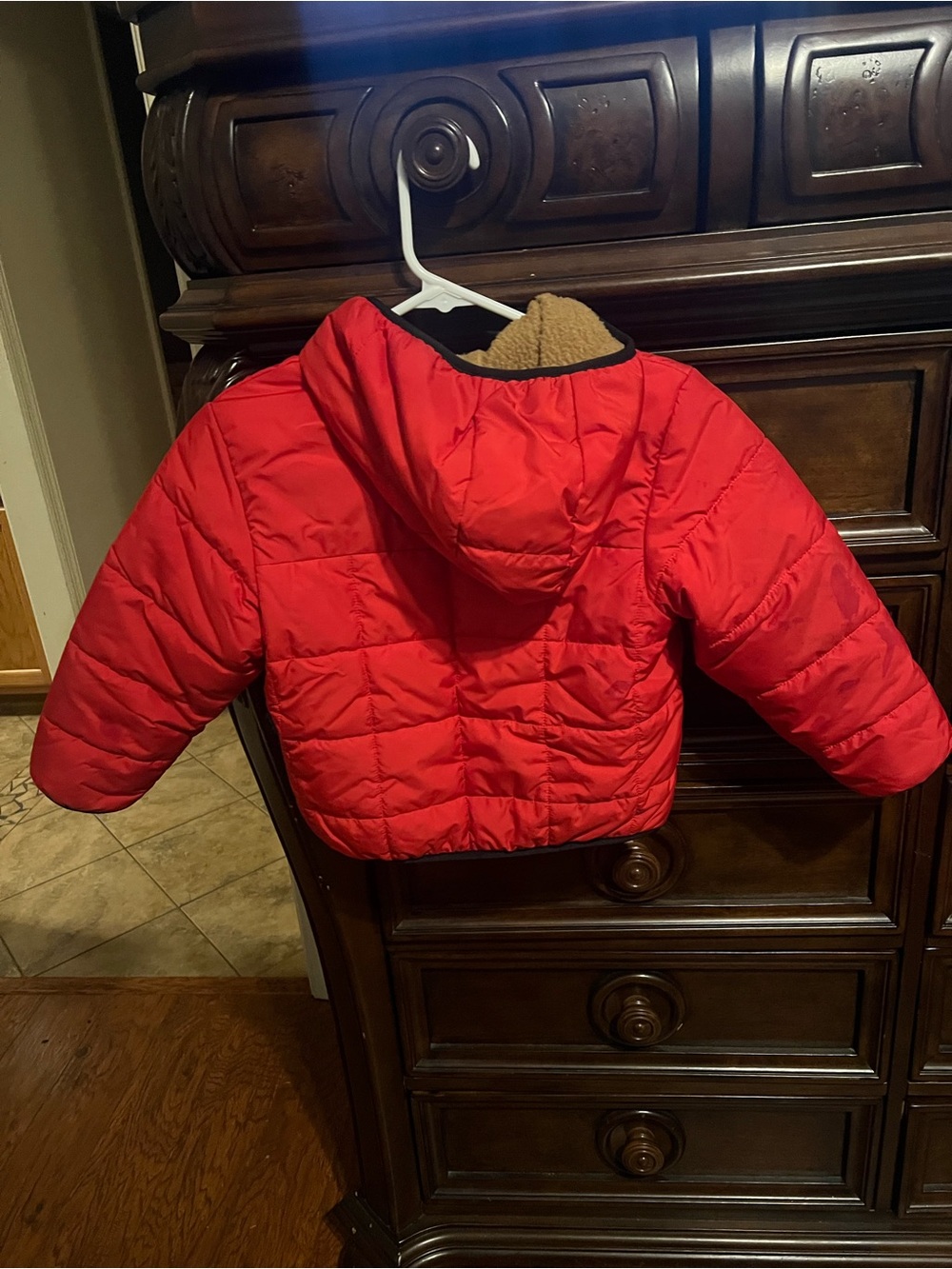 The North Face Kids Red Puffer Jacket with Hood